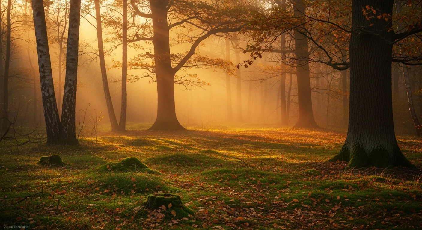 Ruhige Waldlichtung im Morgenlicht